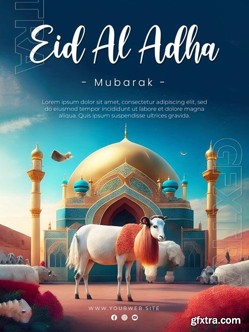 PSD eid al adha greeting poster design template