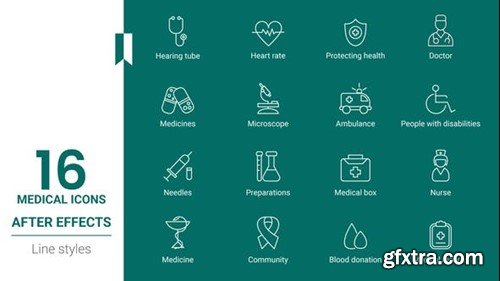 Videohive Medical Icon Set Line Pack 44948343