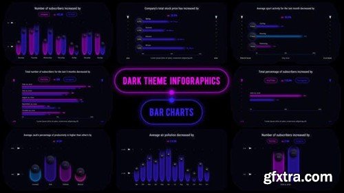 Videohive Dark Theme Infographics Bar Charts 43024944