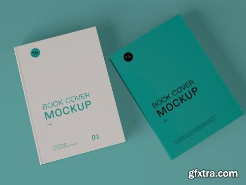 Top View of Two Book Covers Mockup 348329756