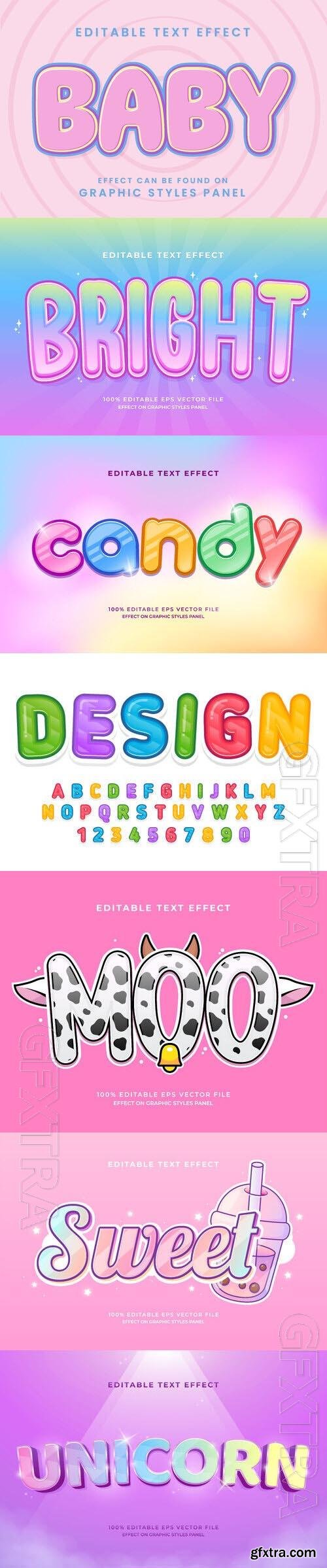 Vector 3d text editable, text effect font vol 188