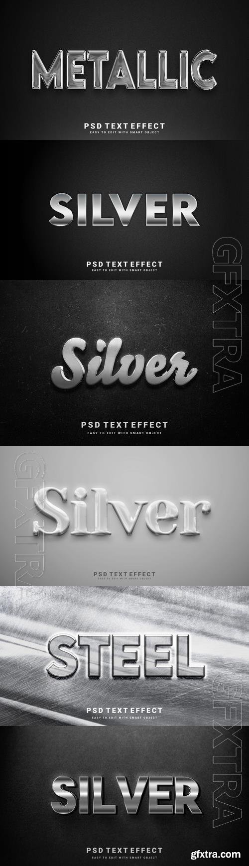 PSD silver, metallic, steel creative editable text effect design