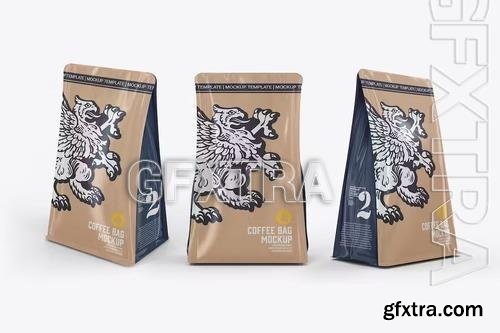 Pack 3 Kraft Coffee Bags Mockup 2Q6VPV4