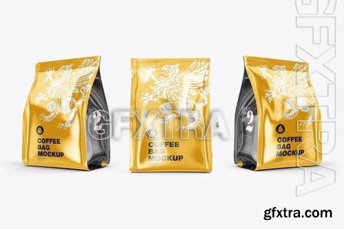 Pack 3 Glossy Plastic Coffee Bags Mockup NQUNY7V