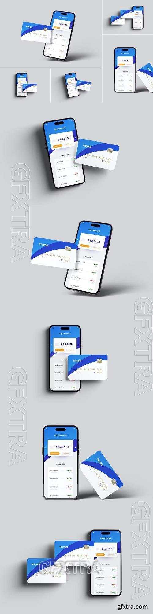 Smartphone and Credit Card Mockups XBBPVM3