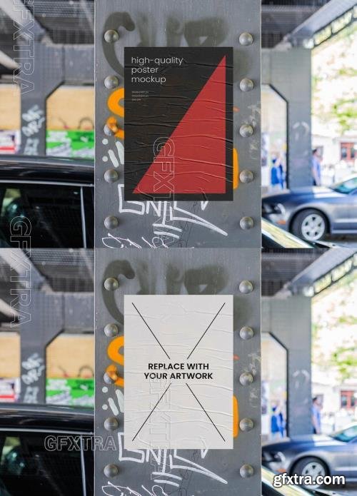 Street Glued Outdoor Posters Mockup 545360115