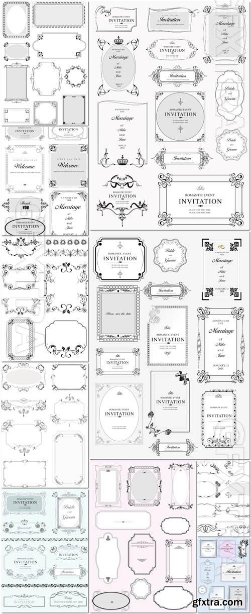 Vector set frame of vintage ornate