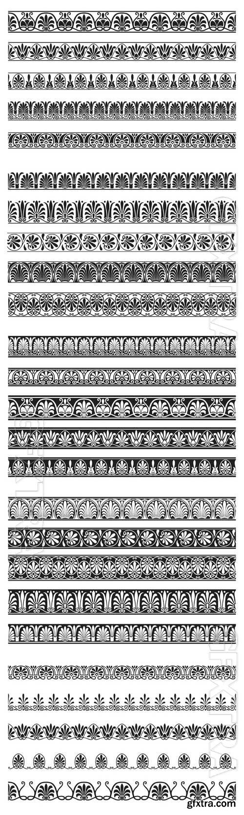 Decorative seamless ornamental border vector set