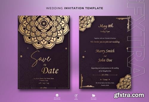 PSD beautiful wedding invitation card with beautiful blooming floral