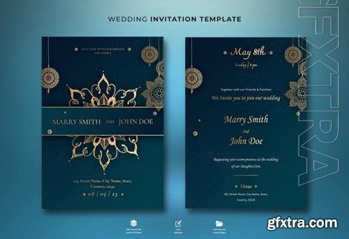 PSD beautiful wedding invitation and menu template with beautiful leaves