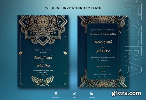 PSD elegant design and floral on beautiful wedding card template