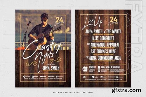 Brown wooden theme country western flyer template in psd