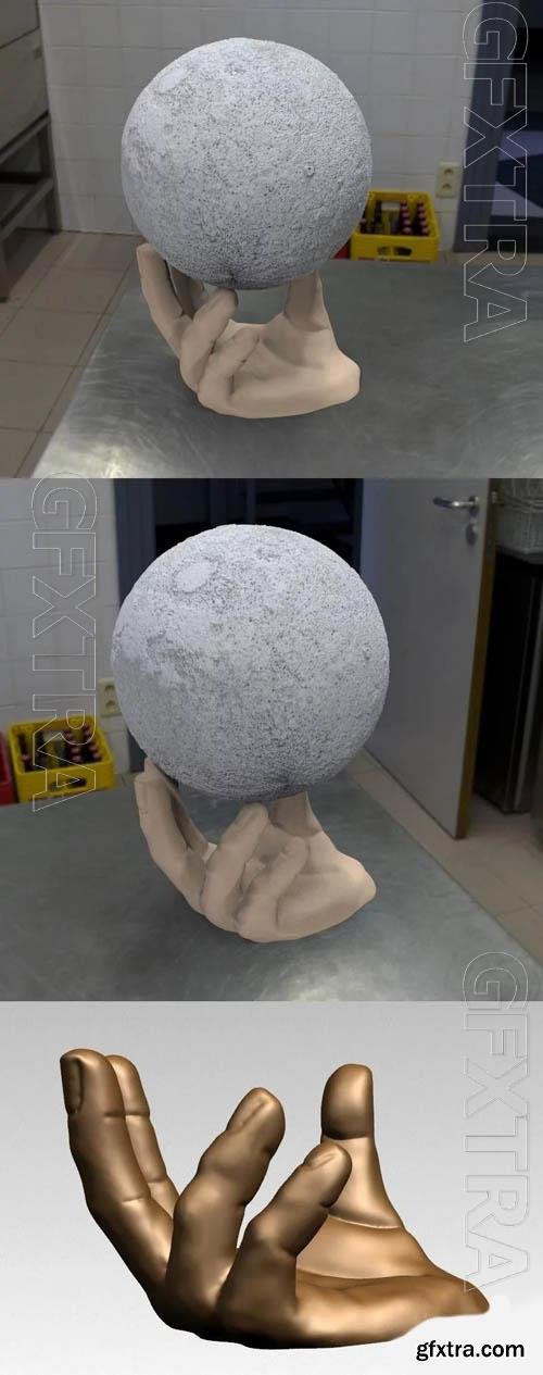Moon Lamp and Hand Stand 3D Print Model