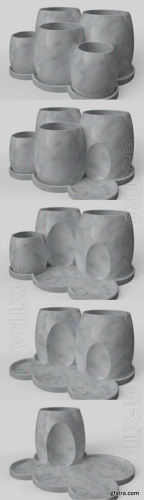 Multi Pots 3D Print Model