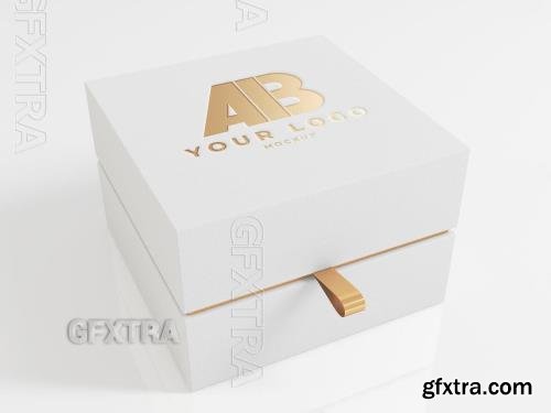 Gold Logo on White Luxury Box Mockup 350951977