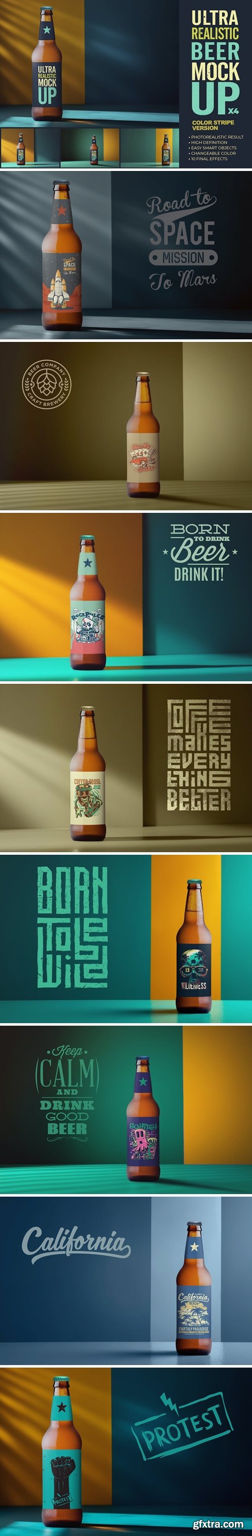 Color Stripe Beer Mockup x4 J9PBSFA