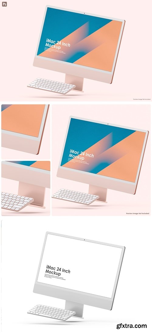 Floating iMac 24 Inch Screen Mockup YP97FCE