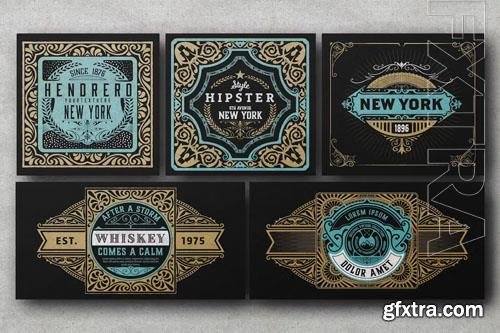 Set of 5 Vintage Labels for Packing design