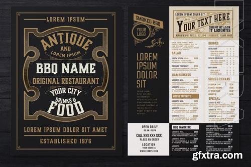 Restaurant Menu Layout with Ornamental Elements