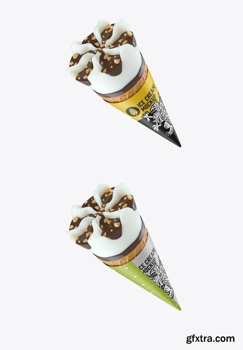 Set Ice Cream Cones Mockup