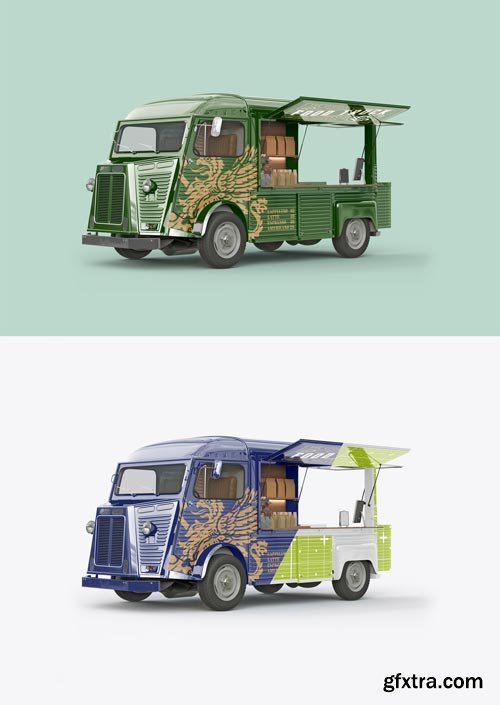 Opened Vintage Food Truck Mockup 596288349