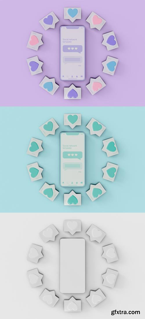 Social Network with Heart Emojis Mockup 594057258