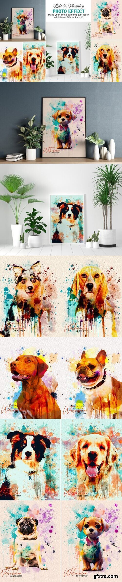 Dog Watercolor Painting Photo Effect