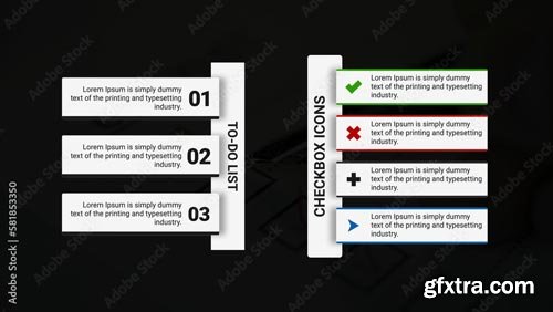 Minimalistic Text Blocks with Checkbox Icon 581853350
