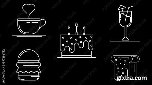 Food and Drink Line Icons 597286752