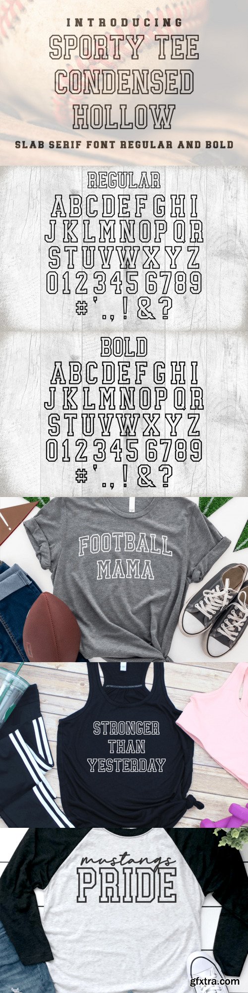 Sporty Tee Condensed Hollow Font