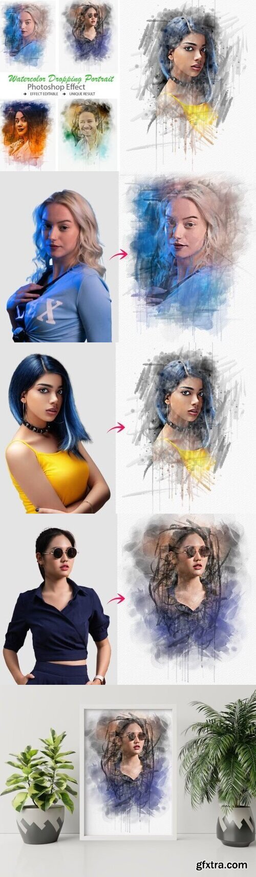 Watercolor Dropping Portrait Effect