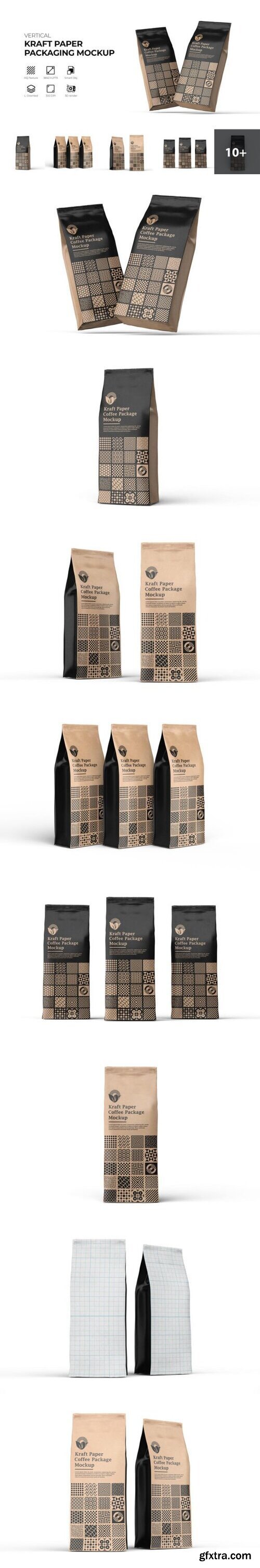 Long Kraft Food Packaging Pouch Mockup