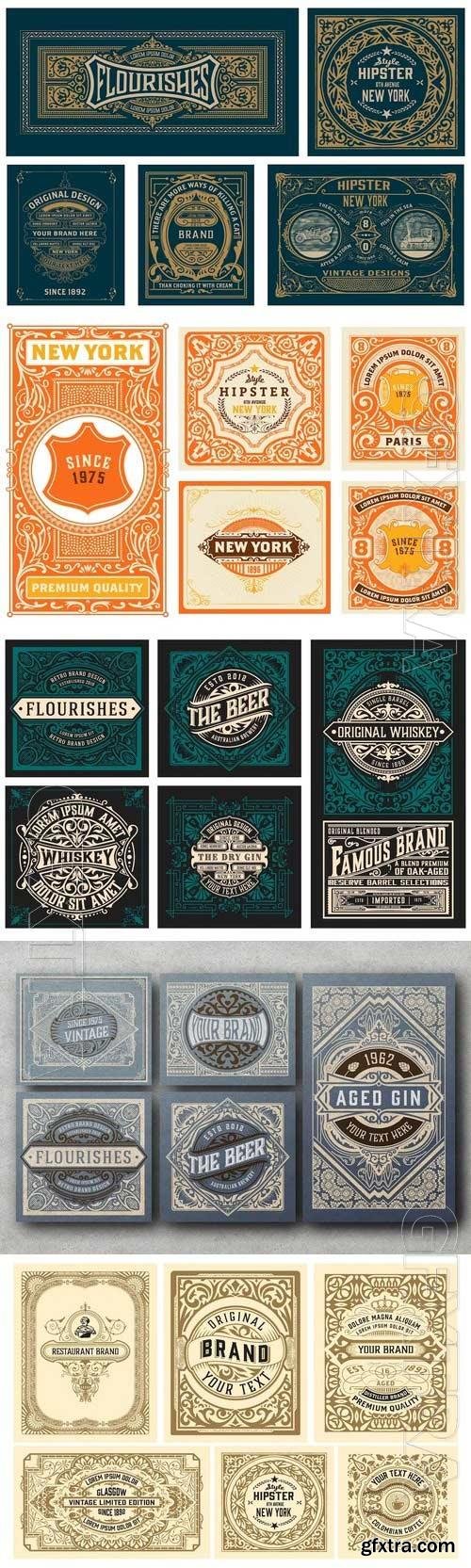 Vintage logos and badges, labels for packing vector set vol 5