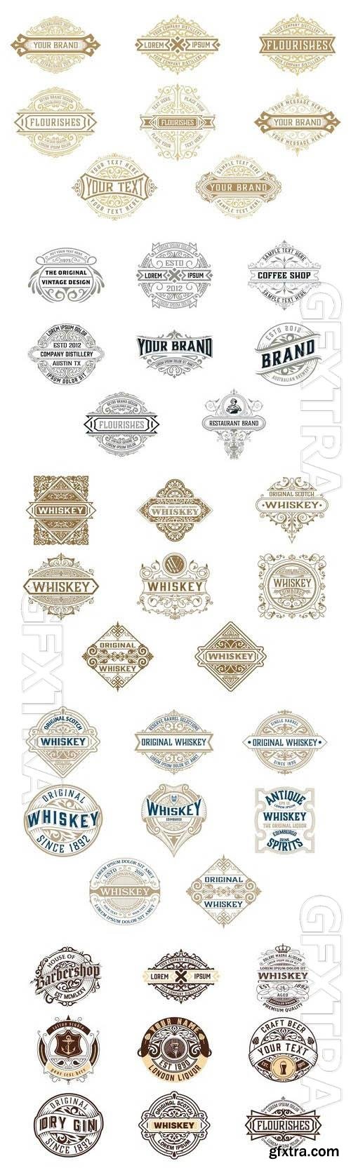 Vintage logos and badges, labels for packing vector set vol 4