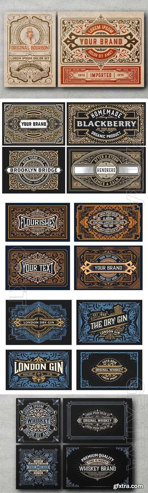 Vintage logos and badges, labels for packing vector set vol 3