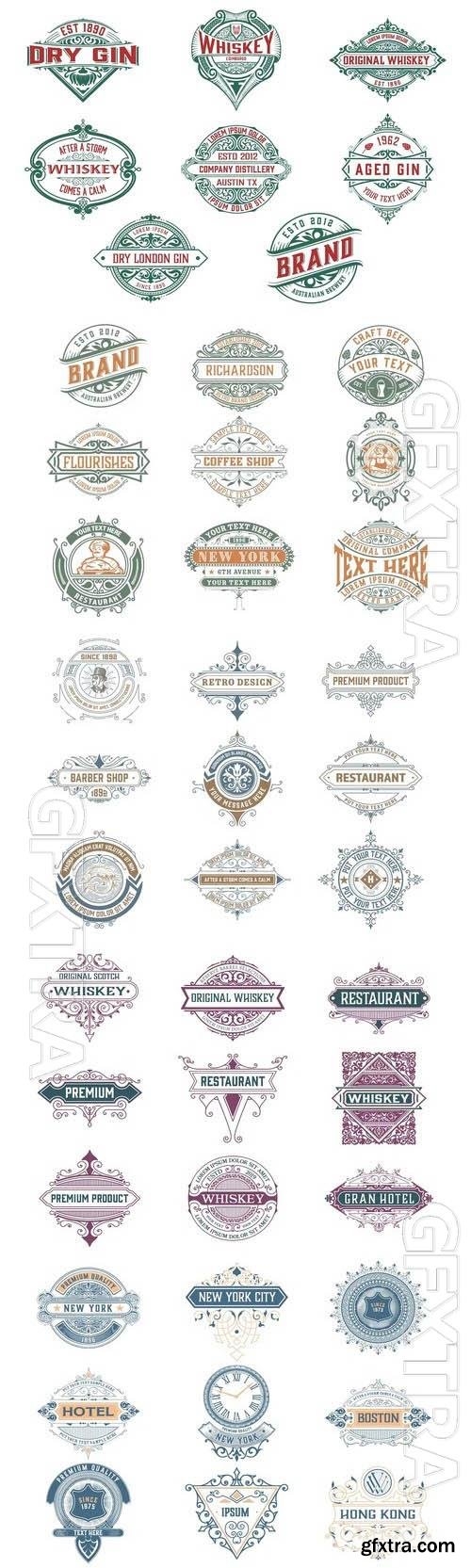 Vintage logos and badges, labels for packing vector set vol 1