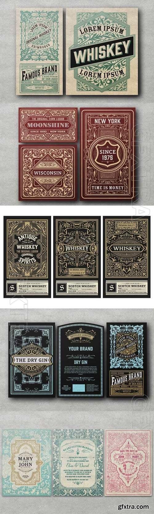 Vintage logos and badges, labels for packing vector set vol 2