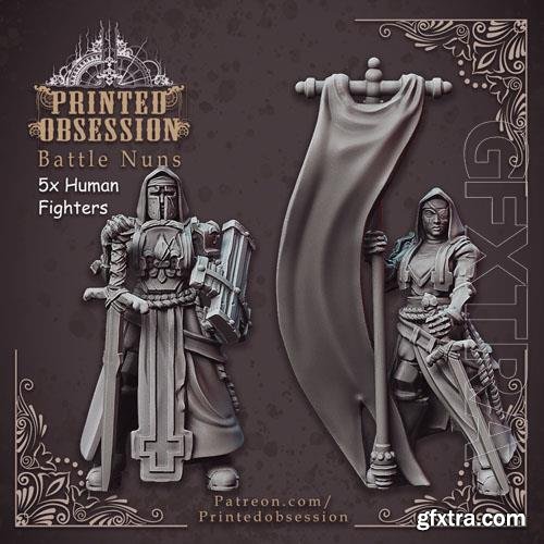 Battle Nuns – 5 Human Fighters – Heaven Hath No Fury Print in 3D