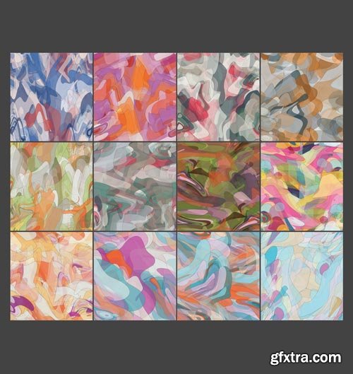 Seamless Pattern Set with Transparent Random Overlapping Wavy Shapes  596427309