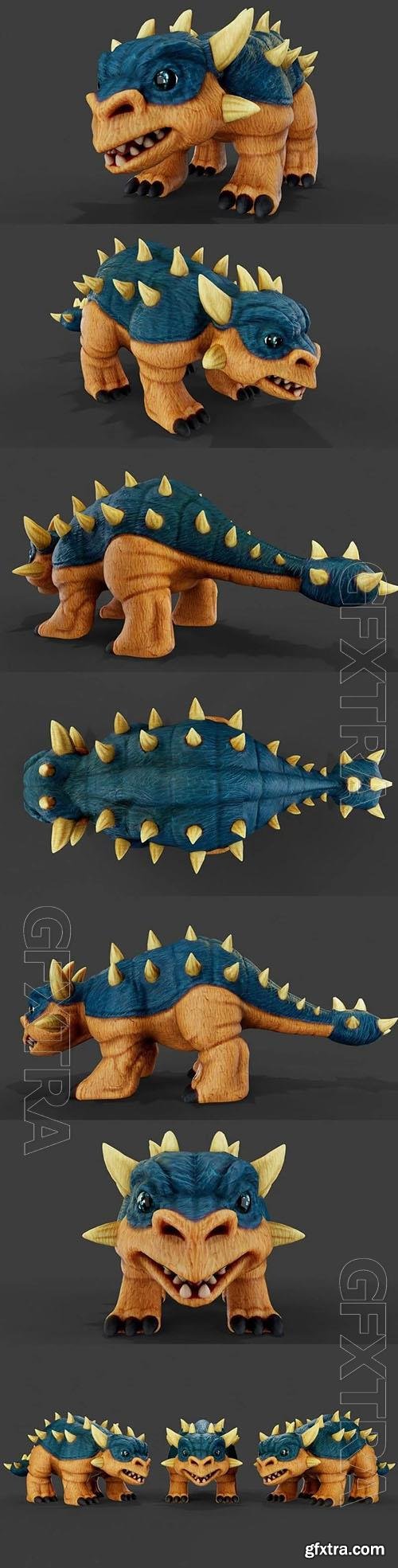 Cute Stylize Ankylasaurus (PBR) - 3d model