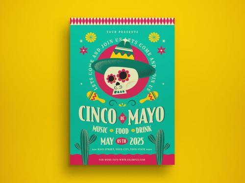 Cyan Flat Deisgn Cinco De Mayo Flyer Layout 585618695