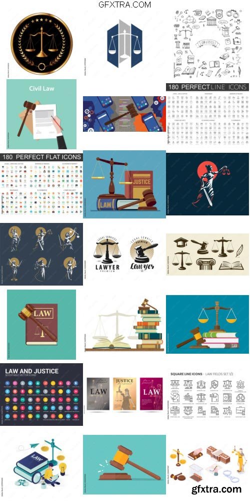 Legal, Law and Justice 100 Icons Set Pack 30xAI