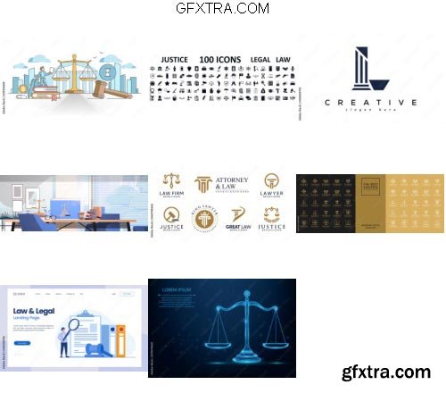 Legal, Law and Justice 100 Icons Set Pack 30xAI
