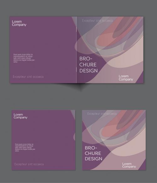 Brochure Cover Layout with Abstract Overlapping Pastel Transparent Shapes 593805905