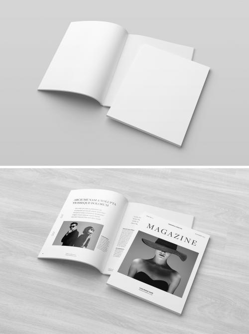 Cover and Spread Magazine Mockup 588249497