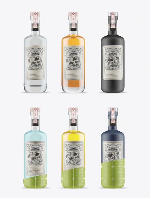 Set 3 Liquor Bottles Mockup 587434568