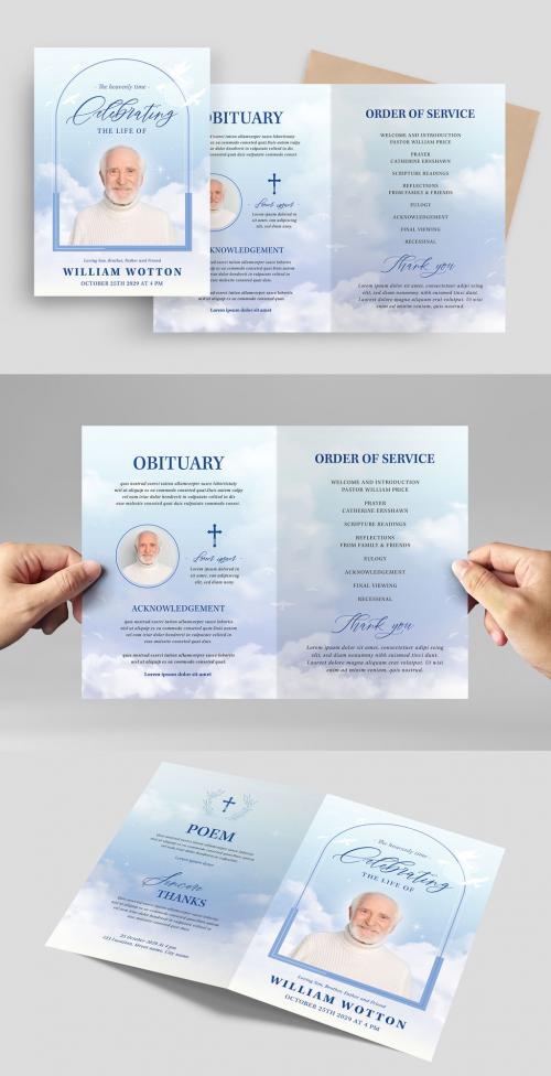 Heavenly Blue Sky Funeral Program Template 590425929