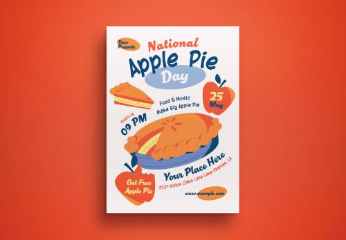 White Doodle National Apple Pie Day Flyer Layout 582992081