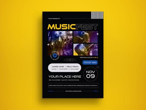 Black Futuristic Music Fest Flyer Layout 520095057