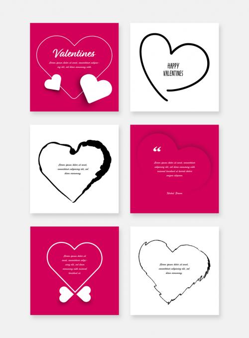 Valentines Social Media Layouts With Magenta and Black Accent 565430934